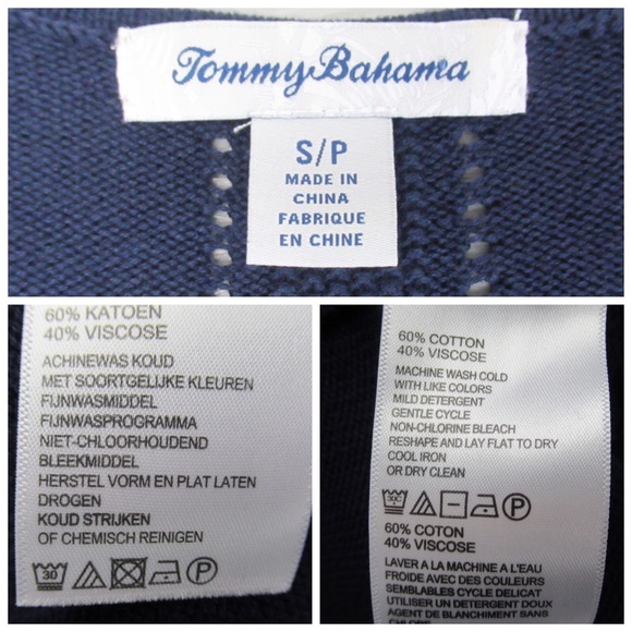 TOMMY BAHAMA V-Neck Cotton Knit Tunic Short Sleeve Top Women’s Size Small - Picture 8 of 9